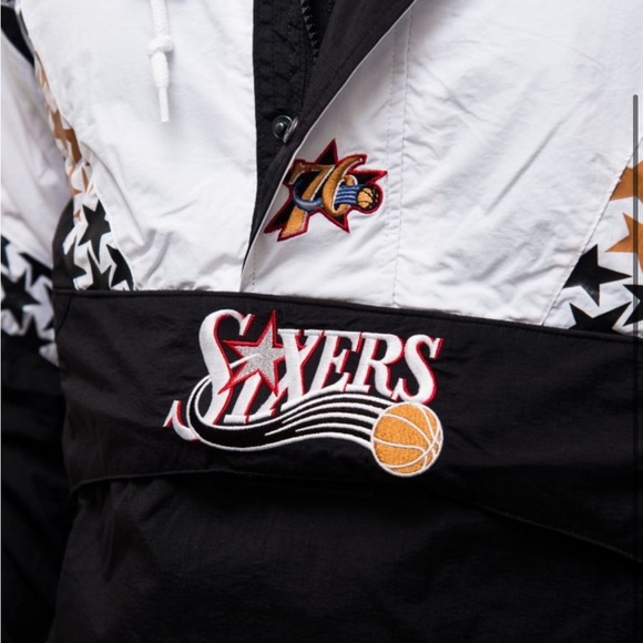 Mitchell & Ness NBA Philadelphia 76ers Half Zip Anorak Jacket - Picture 3 of 4